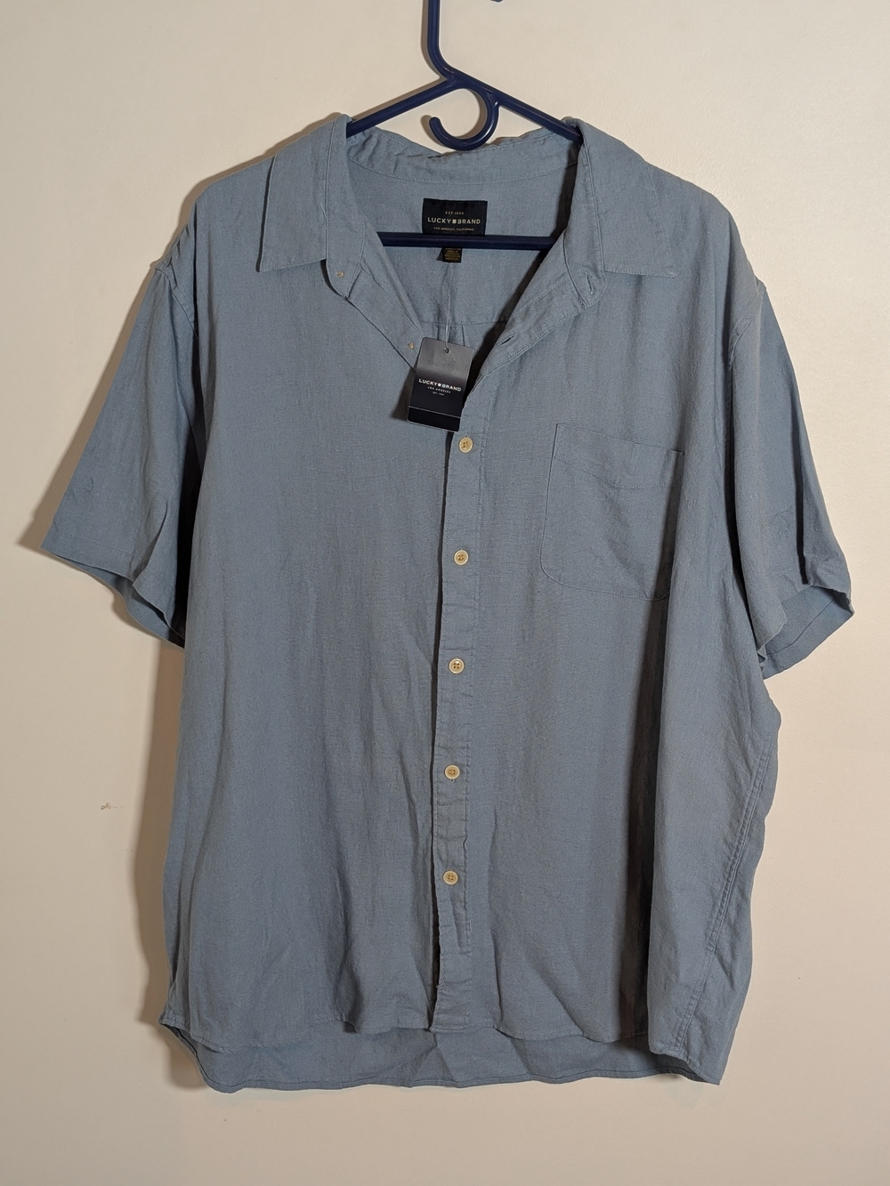 Lucky Brand Men's Short Sleeve Button-Up Shirt - Light Blue